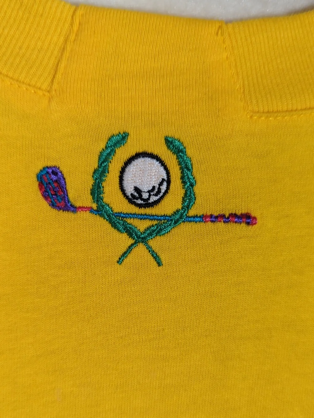 Vintage 90s EP Pro Yellow Short-Sleeve Crewneck Tee Golf Embroidered Logo NWT L
